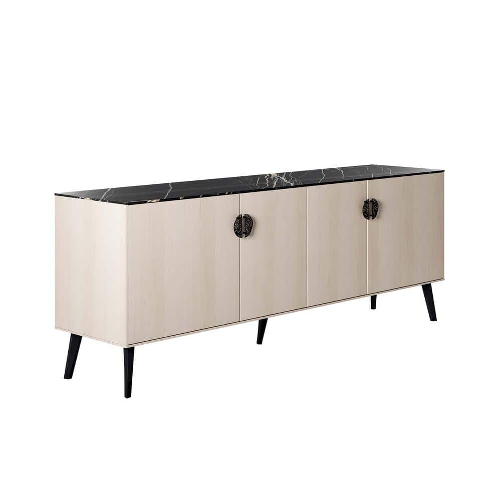 Haley 78.7" Black and White Mid-Century Modern Sideboard
