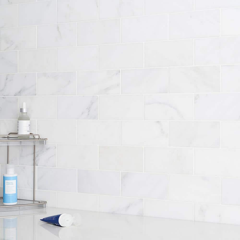 Eastern Asian Statuary White Polished Marble Subway Tile