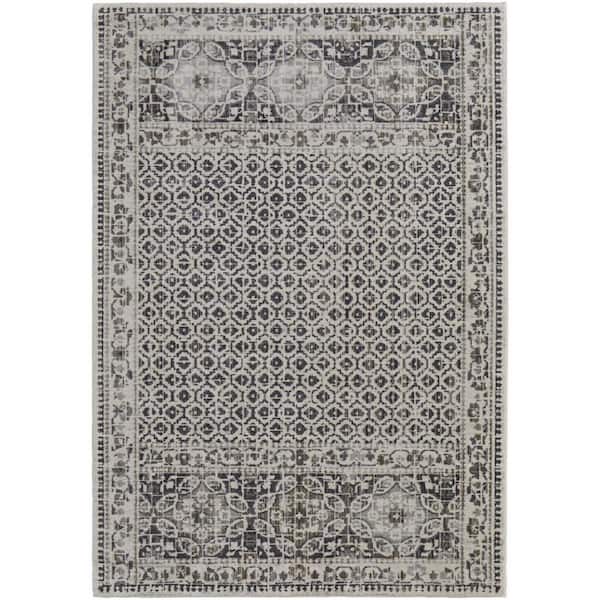 HomeRoots 2 ft. x 8 ft. Gray, Ivory Abstract Area Rug