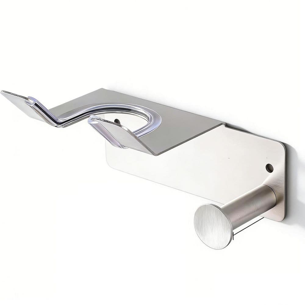5.5 in. W Wall Mounted Hair Tool Organizer in Silver, Self Adhesive Blow Dryer Holder for Bathroom price history on PriceWatchPro