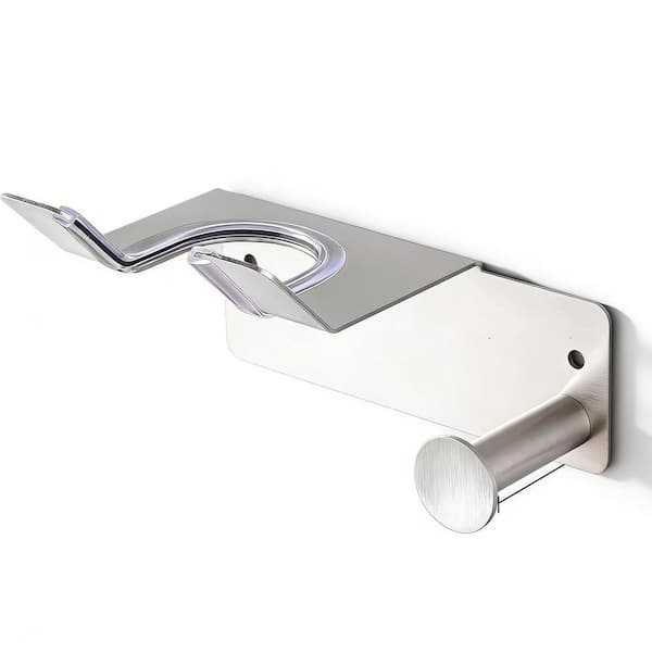 5.5 in. W Wall Mounted Hair Tool Organizer in Silver, Self Adhesive Blow Dryer Holder for Bathroom
