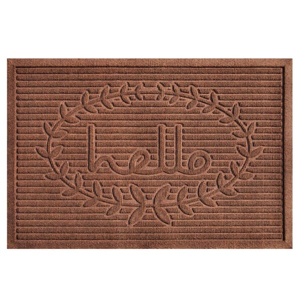 Calloway Mills Poly Hello Indoor/Outdoor Mat, 24" x 36", Brown