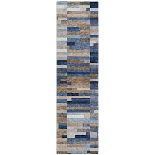 Chantille Machine Washable Indoor/Outdoor Abstract ACN3107 Navy 2 ft. x 7 ft. Runner Rug