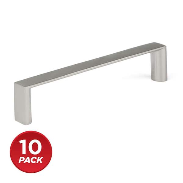 (10-Pack) Megantic Collection 3-3/4 in. (96 mm) Modern Brushed Nickel Rectangular Cabinet Bar Pull