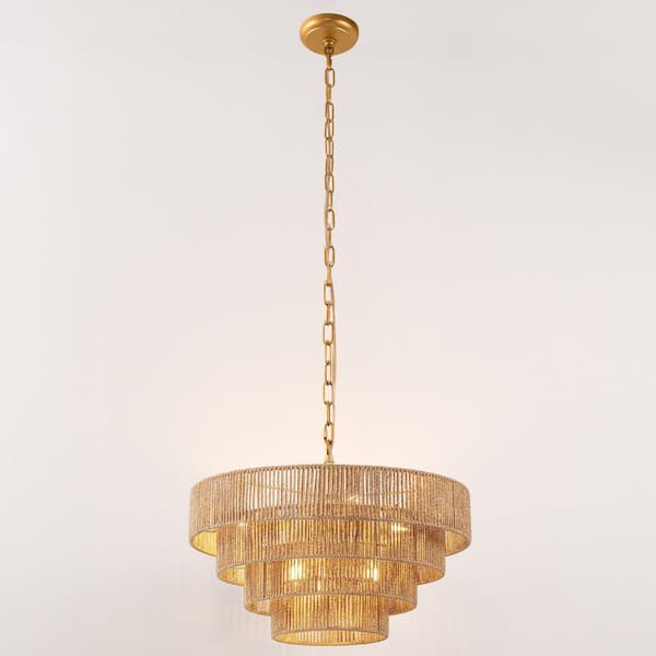 Emeritpro 19.7 in. Farmhouse 6-Light Boho Large Copper Chandelier