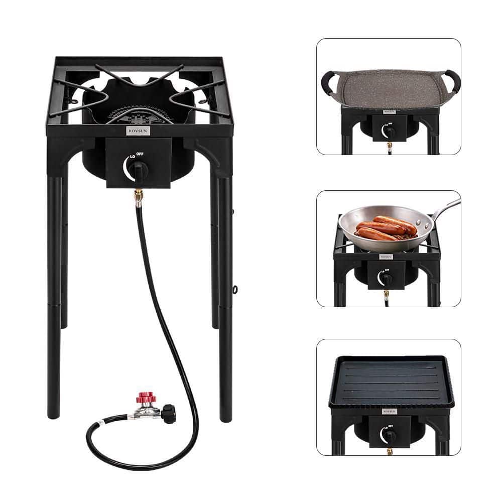 Black Cast Iron Single Burner Outdoor Propane Stove