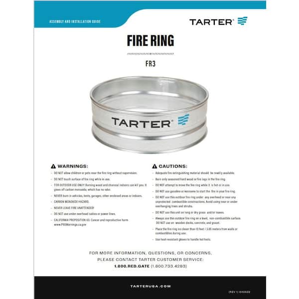 TARTER 36 in. Galvanized Steel Outdoor Fire Pit with reinforced