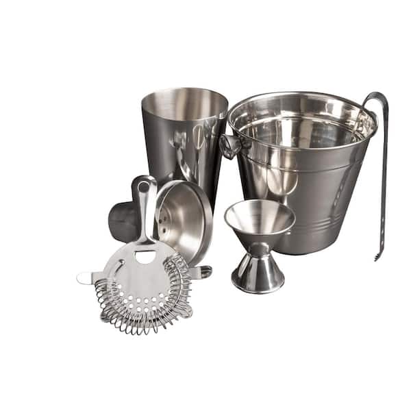 Imperial Home - 5-Piece Stainless Steel Cocktail Set and Drink Mixer