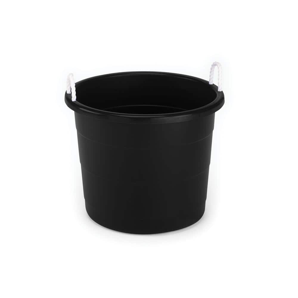 HOMZ 17 Gal. Rope Handle Tub in Black (2-Pack) 0417BKECOM.02 - The Home  Depot