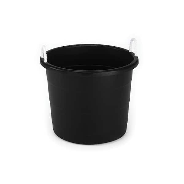 HOMZ 17 Gal. Rope Handle Tub in Black (2-Pack)
