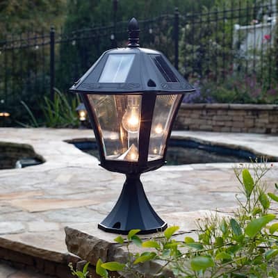 GAMA SONIC Baytown II 1-Light Black Outdoor Solar Post Light, Dusk