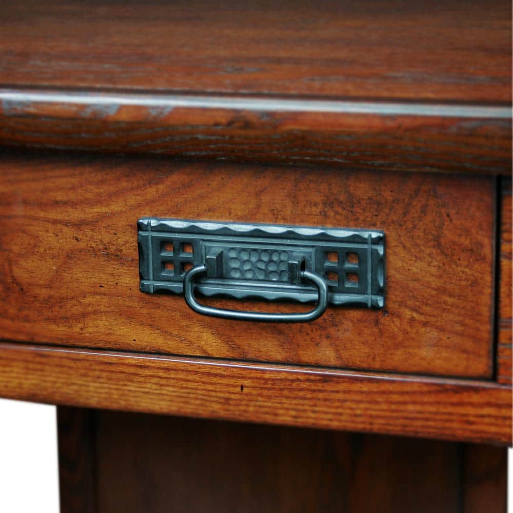 Mission Oak Corner Desk with Drawer and Keyboard Tray