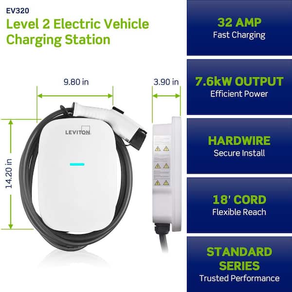 Leviton EPED1 Pedestal with 48 Amp EV480 and 32 Amp EV320 Level 2
