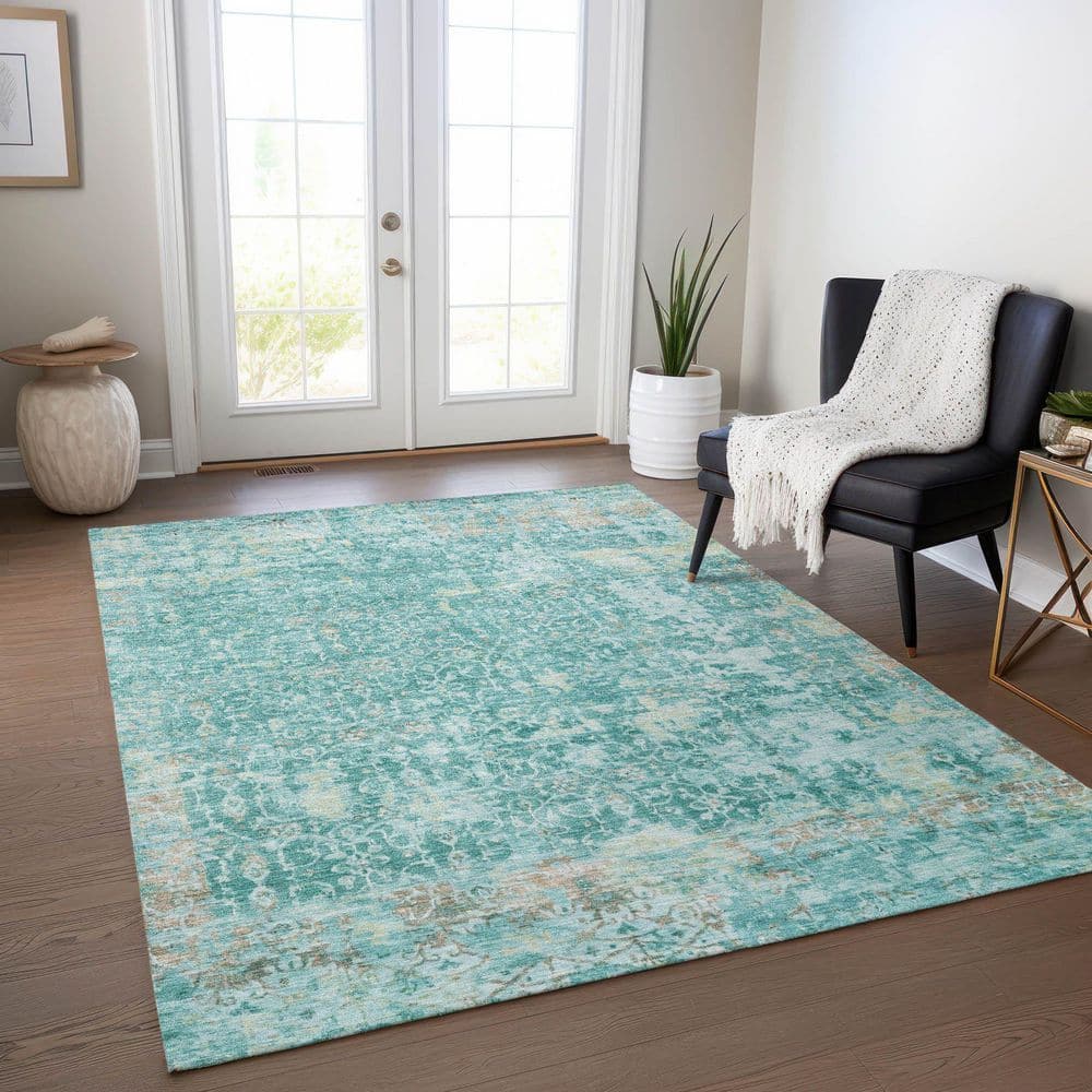 Chantille Machine Washable Indoor/Outdoor Abstract ACN1752 Teal 8 ft. x 10 ft. Area Rug price history on PriceWatchPro