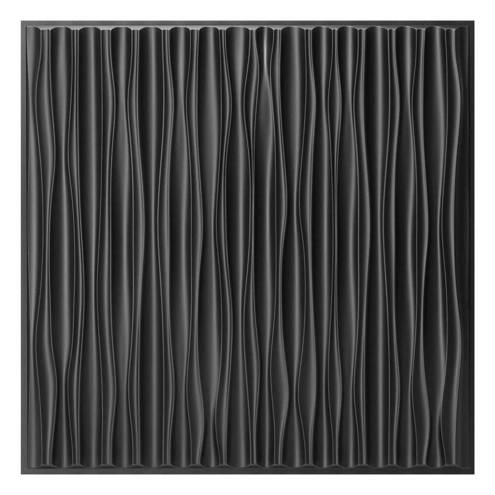 Modern Black 2 x 2 ft. 3D Wave Decorative PVC Drop Ceiling Tile for Living Room, Bedroom, Restaurant (48 sq.ft./case) price history on PriceWatchPro
