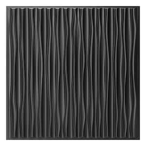 Modern Black 2 x 2 ft. 3D Wave Decorative PVC Drop Ceiling Tile for Living Room, Bedroom, Restaurant (48 sq. ft./ Case)