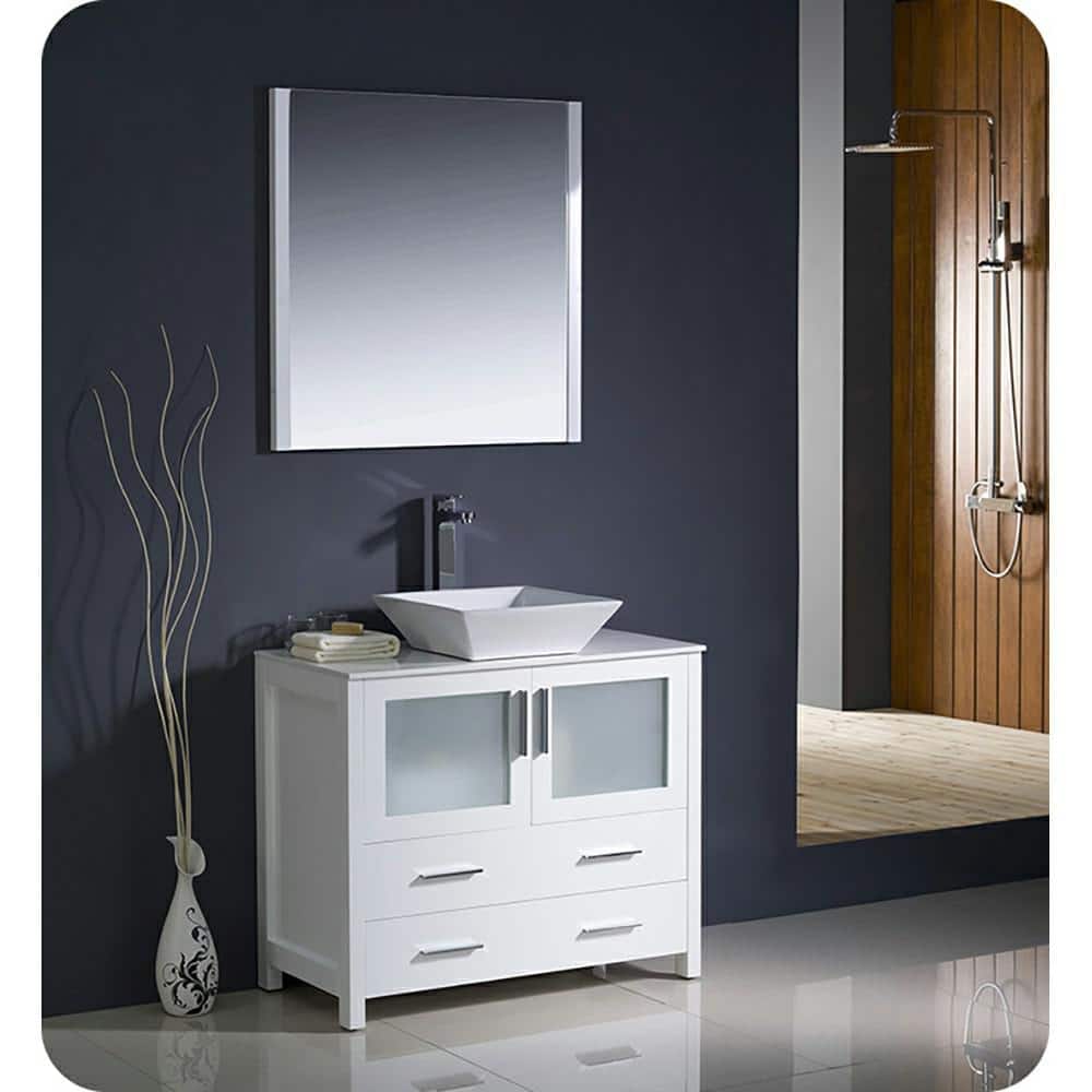 White Engineered Wood Freestanding Modern Bathroom Vanity Base
