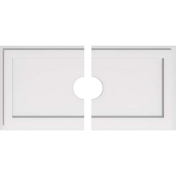 Ekena Millwork 30 in. W x 15 in. H x 4 in. ID x 1 in. P Rectangle Architectural Grade PVC Contemporary Ceiling Medallion (2-Piece)