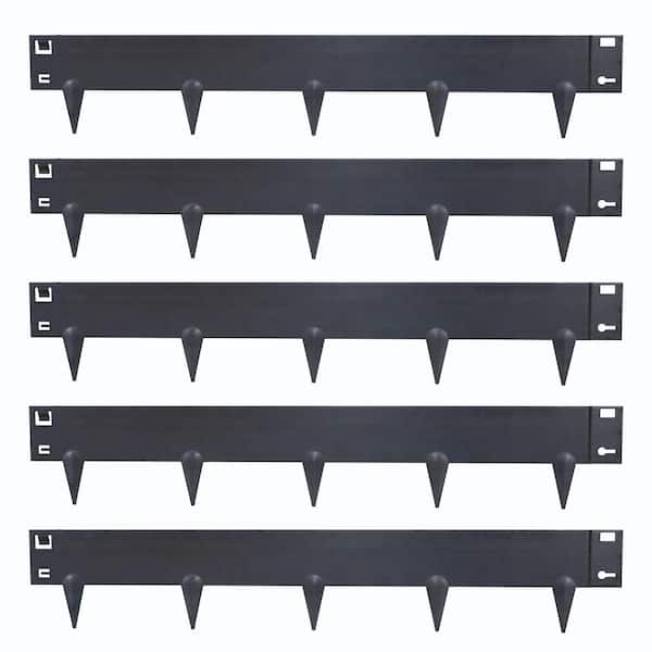 Sunnydaze 5- Piece Steel Garden Border Stake Fence Set - 42 in. - Corten Steel