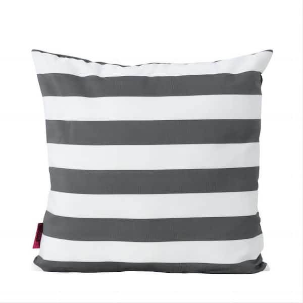 Clihome Outdoor Black and White Stripe Water Resistant Throw Pillow (2-Pack)