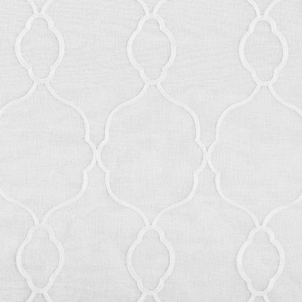 White Light-Filtering Embroidered Polyester Kitchen Curtain Set
