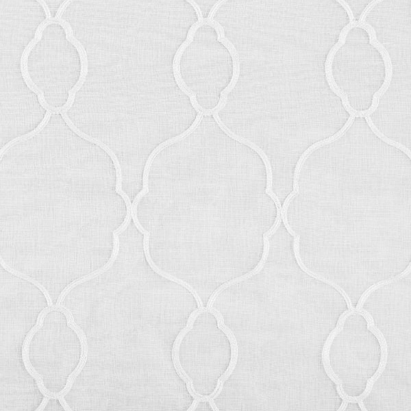 No. 918 Signy Jacobean Pattern 54 in. W x 36 in. L Light Filtering Rod Pocket Kitchen Curtain Tier Pair in White