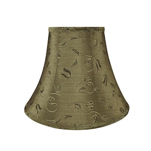 12 in. x 9.5 in. Goldish Brown with Floral Design Bell Lamp Shade