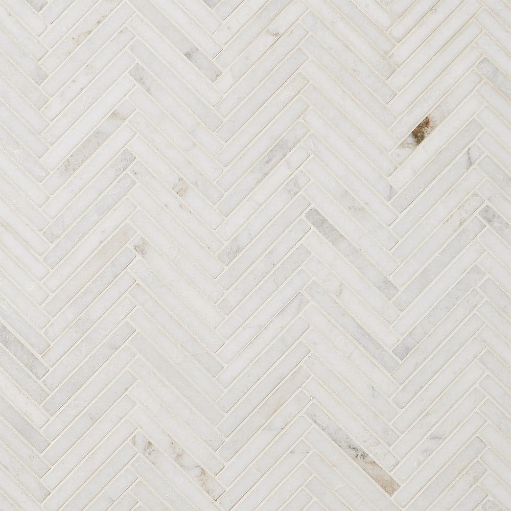 White Herringbone Marble Mosaic Tile for Walls and Floors