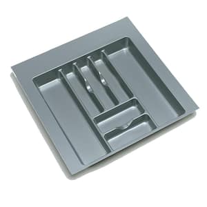2.375 in. H x 21.87 in. W x 21.25 in. D Extra Large Glossy Silver Cutlery Tray Drawer Insert
