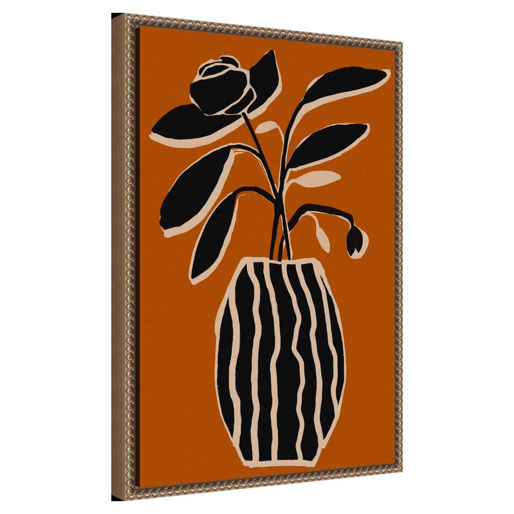 Ochre Still Life No 5 Abstract Canvas Art with Bronze Frame