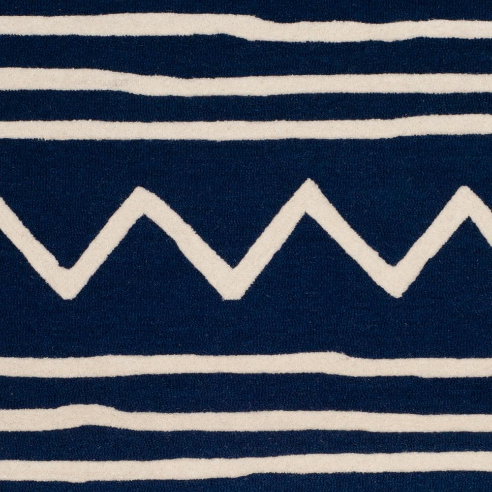 Navy and Ivory Hand-Tufted Wool Kids Area Rug