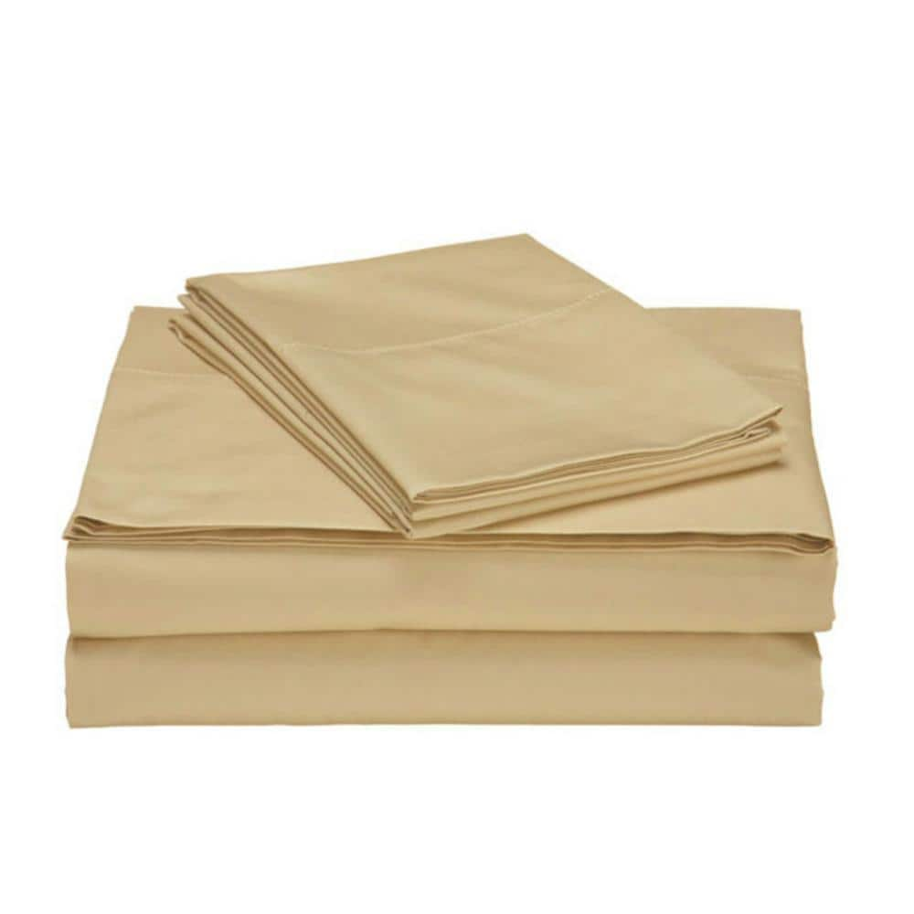 4-Piece Gold Solid 1800 Thread Count Microfiber Full Sheet Set LH ...