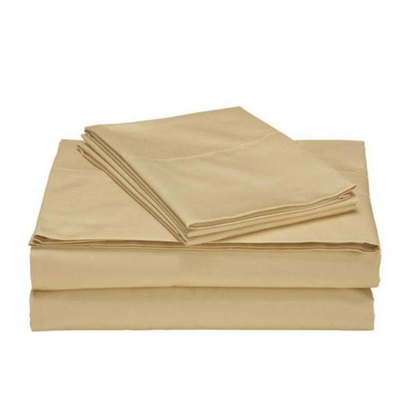 Unbranded 4-Piece Gold Solid 1800 Thread Count Microfiber Full Sheet Set