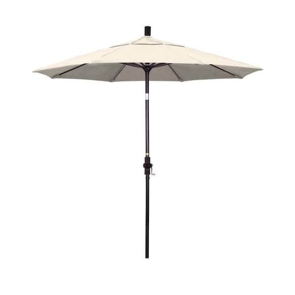 California Umbrella 7.5 ft. Bronze Aluminum Market Patio Umbrella Collar Tilt Crank Lift in Canvas Sunbrella