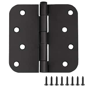 4 in. x 5/8 in. Radius Matte Black Door Hinge Value Pack (3 per Pack)