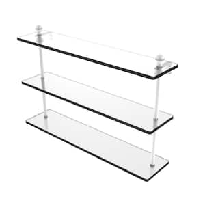 Mambo Collection 22 in. Triple Tiered Glass Shelf in Matte White