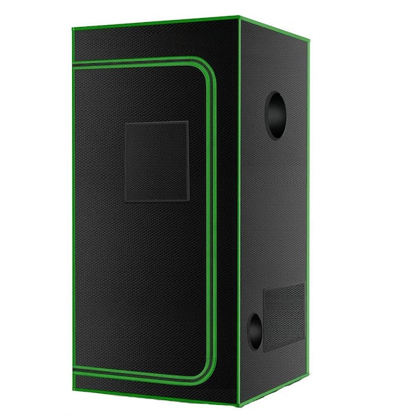 2 ft. x 2 ft. Black Grow Tent High Reflective 600D Diamond Mylar Canvas with Observation Window and Floor Tray