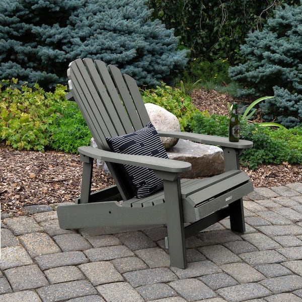 Highwood King Hamilton Coastal Teak Folding and Reclining Recycled Plastic Adirondack Chair
