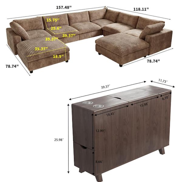Magic Home Lawson Cloud Couch 157 in. Square Arm Velvet Solid Wood