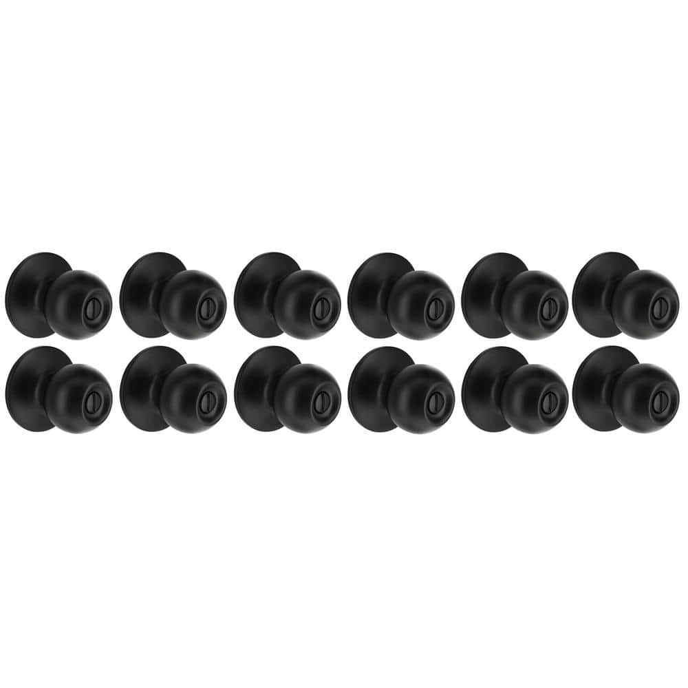 Saturn Matte Black Bed/Bath Door Knob (12-Pack)