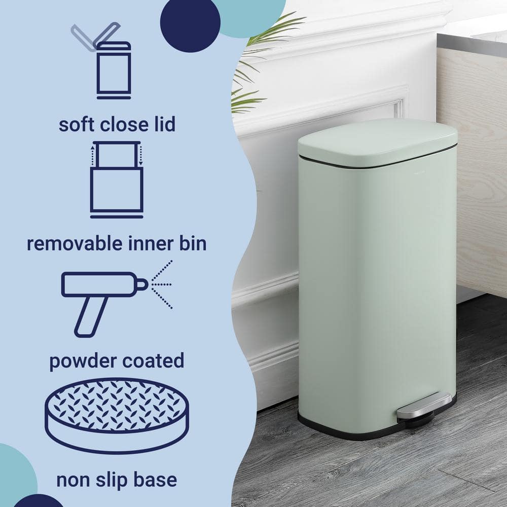 Pistachio Gelato Stainless Steel 8-Gallon Step Trash Can