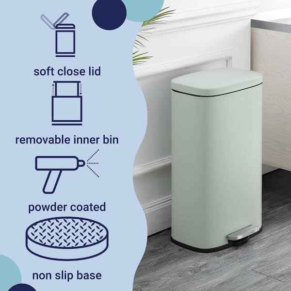 happimess Curtis 8-Gal. Step-Open Trash Can, Pistachio Gelato