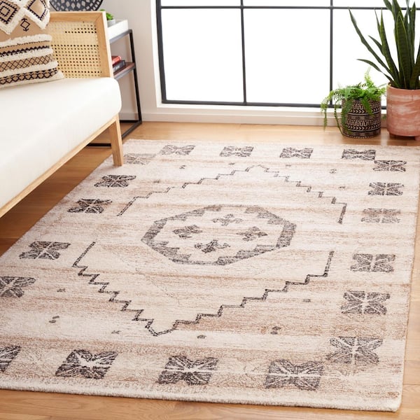 Ebony 8 ft. x 10 ft. Gold/Beige Aztec Medallion Area Rug