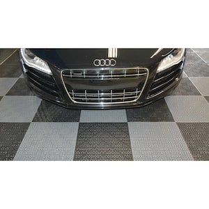 TechnoLOK Garage Floor Tile, Black/Gray Commercial PVC Self Drainage Flooring (18-Pack) 18in. x 18in. (405 Total sq.ft.)