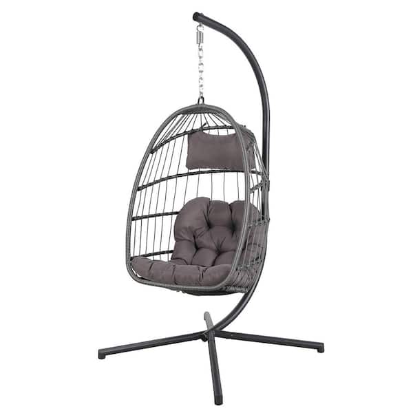 Unbranded Patiorama Egg Swing Chair with Stand in Dark Gray