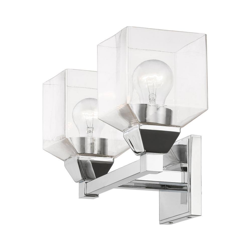 Polished Chrome 2-Light Vanity Sconce with Clear Glass Shades