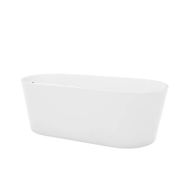 Aqua 66.5 in. L x 29 in. W H Acrylic Double Ended Freestanding Soaking Bathtub with Reversible Drain in Polished Nickel