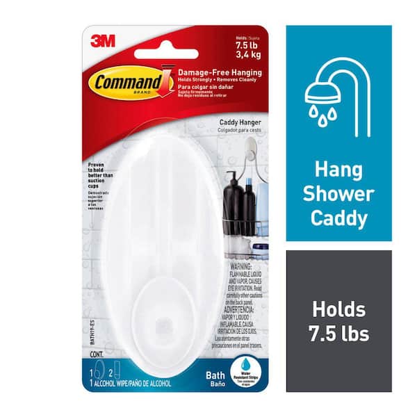 Command™ Shower Caddy, Satin Nickel, 1 Caddy, 1 Prep Wipe, 4 Large  Water-Resistant Strips/Pack (BATH