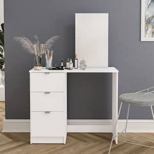 New Minas White 3-Drawer Makeup Vanitiy with Mirror