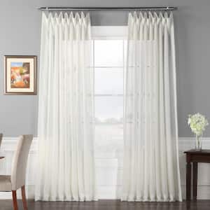 Off White Solid Extra Wide Rod Pocket Sheer Curtain - 100 in. W x 108 in. L (1 Panel)